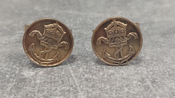 Kaiserliche Marine Manschettenknöpfe silbern mit Anker und Krone
