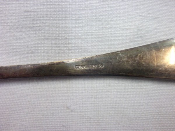 Kleines Fischmesser, 90er Silberauflage, aus der Kantine der Hamburger DAF Zentrale, Hersteller Gebr. Hepp, 16,5cm