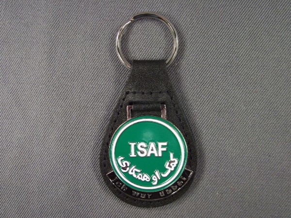 Schlüsselanhänger ISAF, Ich war dabei, Metall auf Leder