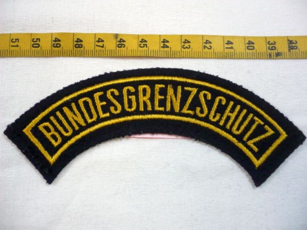 BUND: Armabzeichen BGS-See, Schriftzug "Bundesgrenzschutz" für Jacke maschinengestickt
