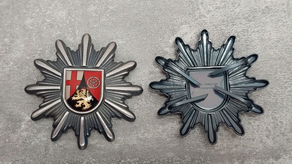 Mützenstern Polizei Rheinland Pfalz Metall in altsilber - Schirmmützenabzeichen