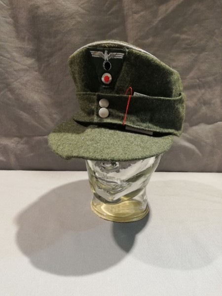 Wehrmacht Heer Feldmütze M43 für Offiziere feldgrau mit gewebtem Abzeichen Grösse 55