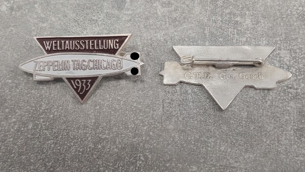 Deutsches Reich Abzeichen Zeppelin Tag Chicago Weltausstellung 1933