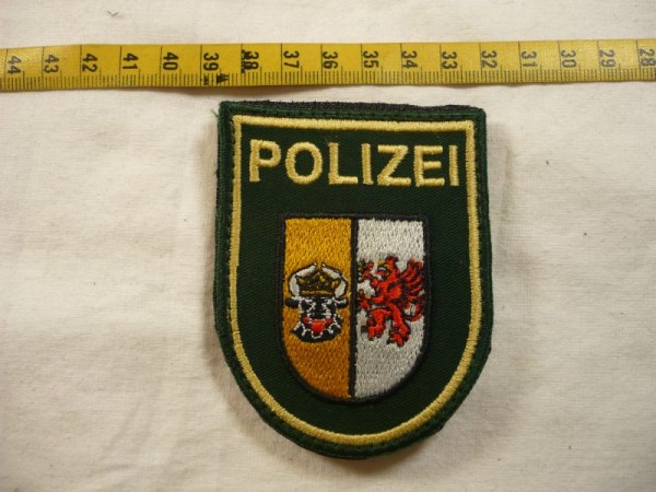 Mecklenburg-Vorpommern: Armabzeichen, Polizei Mecklenburg-Vorpommern, grün, maschinengestickt, mit Klett