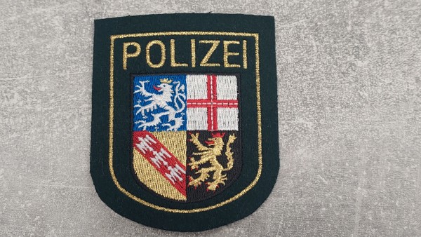 Polizei Saarland Armabzeichen grün maschinengestickt Lurex