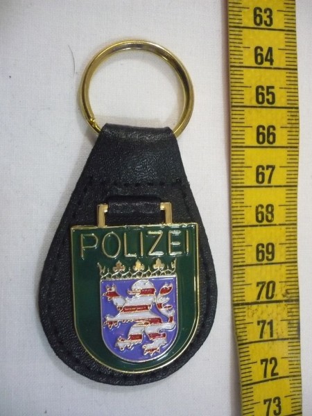 Hessen: Schlüsselanhänger, Polizei Hessen, Metall, wie das Armabzeichen, grün
