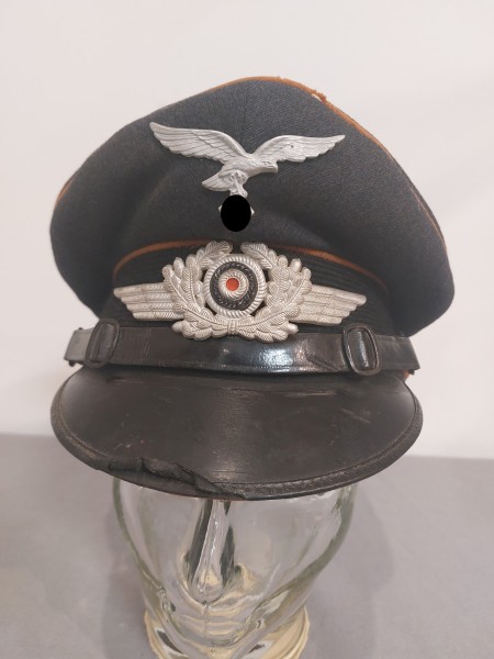 Wehrmacht Luftwaffe Schirmmütze Mannschaften Nachrichtenabteilungen mit Effekten