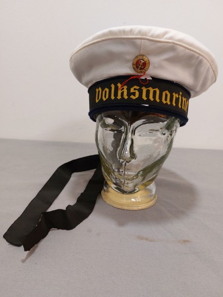DDR Tellermütze - Volksmarine - Größe ca. 54 - Mannschaften und Maate - weißer Bezug