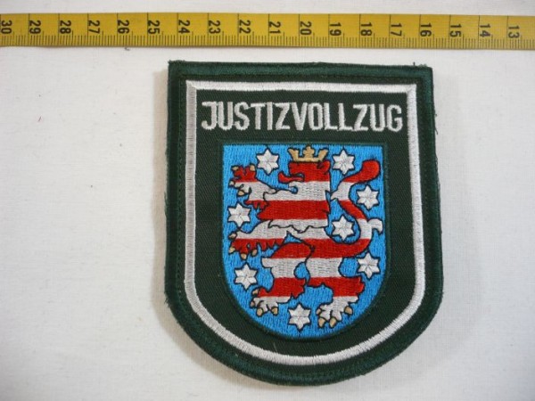 Thueringen: Armabzeichen, Justizvollzug Thüringen, grün, maschinengestickt mit Klett