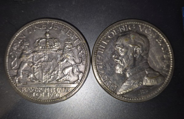 Bayern Schraubtaler 1914/16, silber König Ludwig III