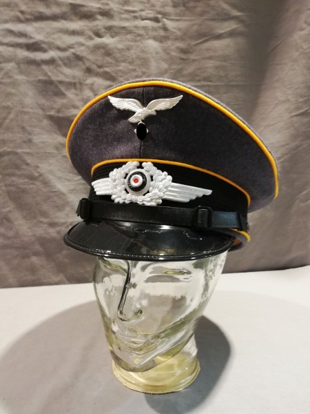 Wehrmacht Luftwaffe Schirmmütze Mannschaften fliegende Truppe mit Abzeichen Größe 59