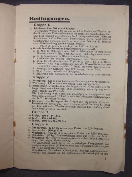 Weimarer Republik: Leistungsbuch mit Urkunde zum Reichsportabzeichen DRA von 1933