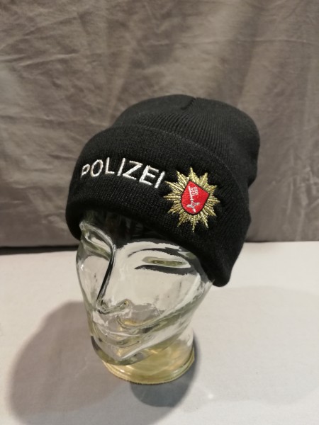 Polizei Bremen Strickmütze/ Rollmütze schwarz 54-62 - NEU