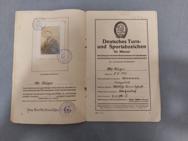 Weimar Urkunde mit zum Reichsportabzeichen DRA von 1933