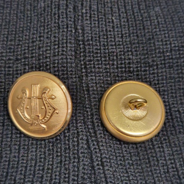 Knopf Musiker / Lyra mit langer Öse gold 23mm