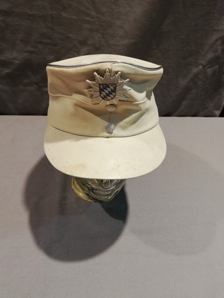 Polizei Bayern Bergmütze/ Feldmütze in weiß altes Modell Größe ca.54