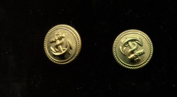 Kriegsmarine Schraubknopf 18mm, vergoldet mit Anker - Assmann 2 Stück