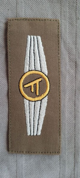 Tätigkeitsabzeichen Führungsdienstpersonal in gold mit silber maschinengestickt auf oliv